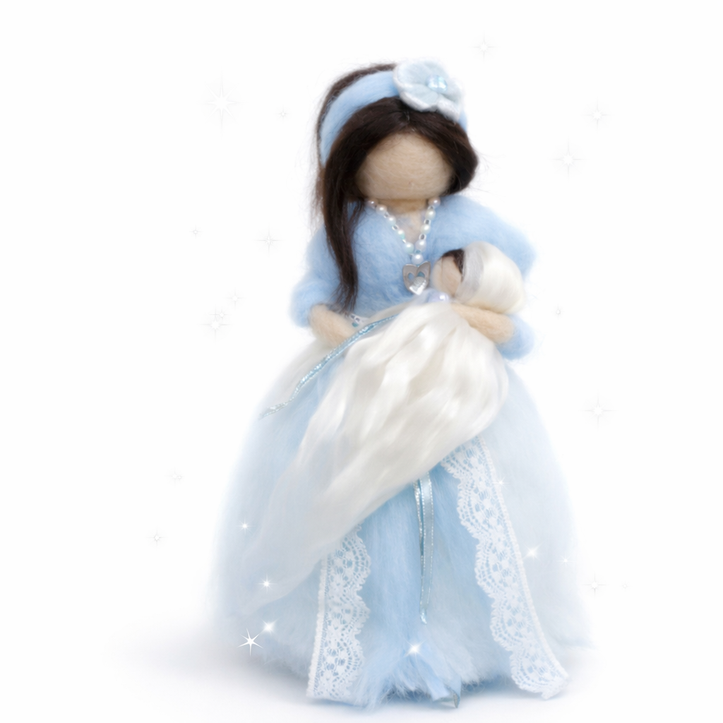 Bebeline ulljente med baby stående Lysblå