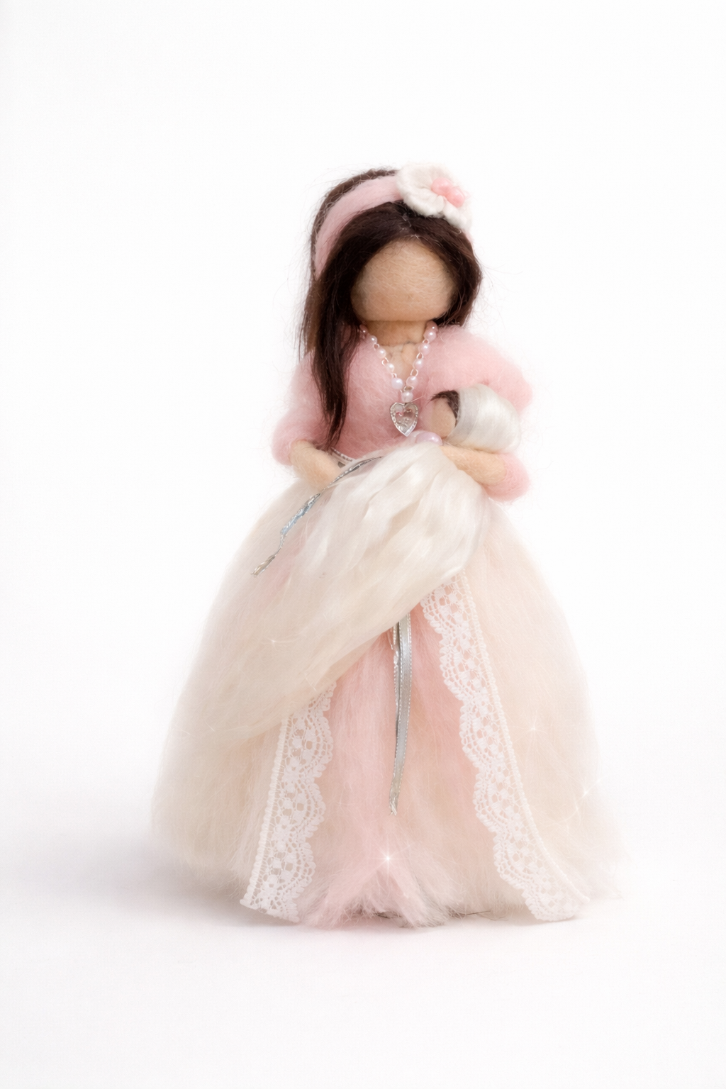 Bebeline ulljente stående med baby. Rosa