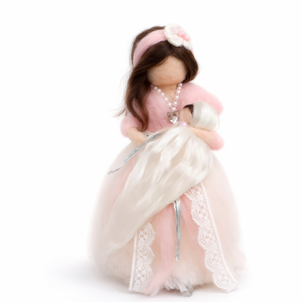 Bebeline ulljente stående med baby. Rosa